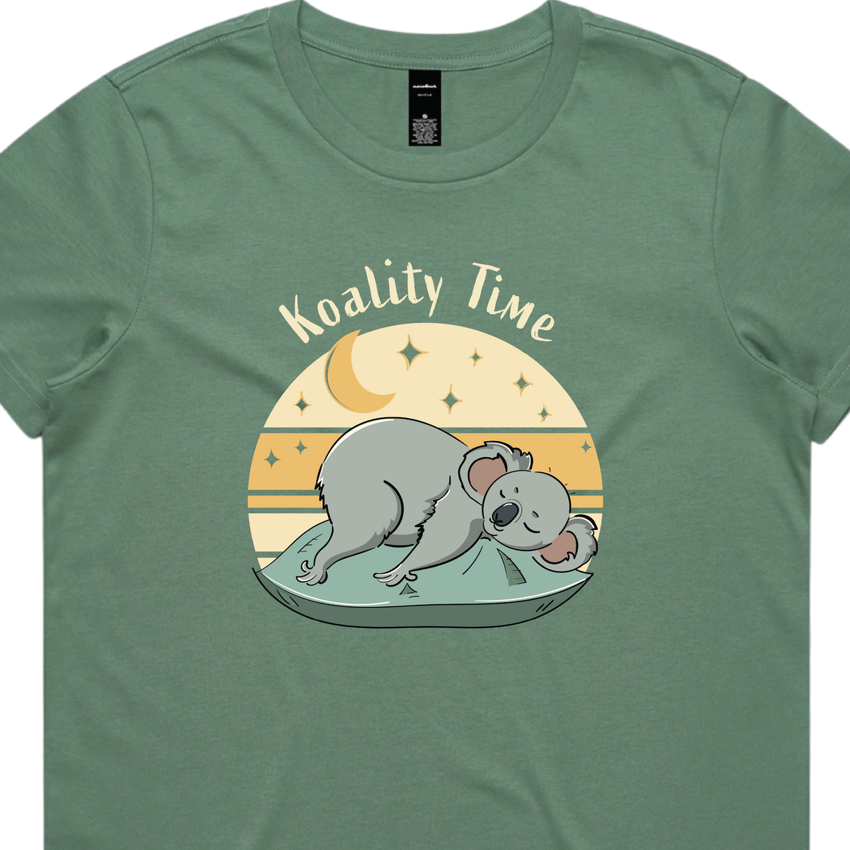 Funny women’s t-shirt with hand-drawn relaxed koala design