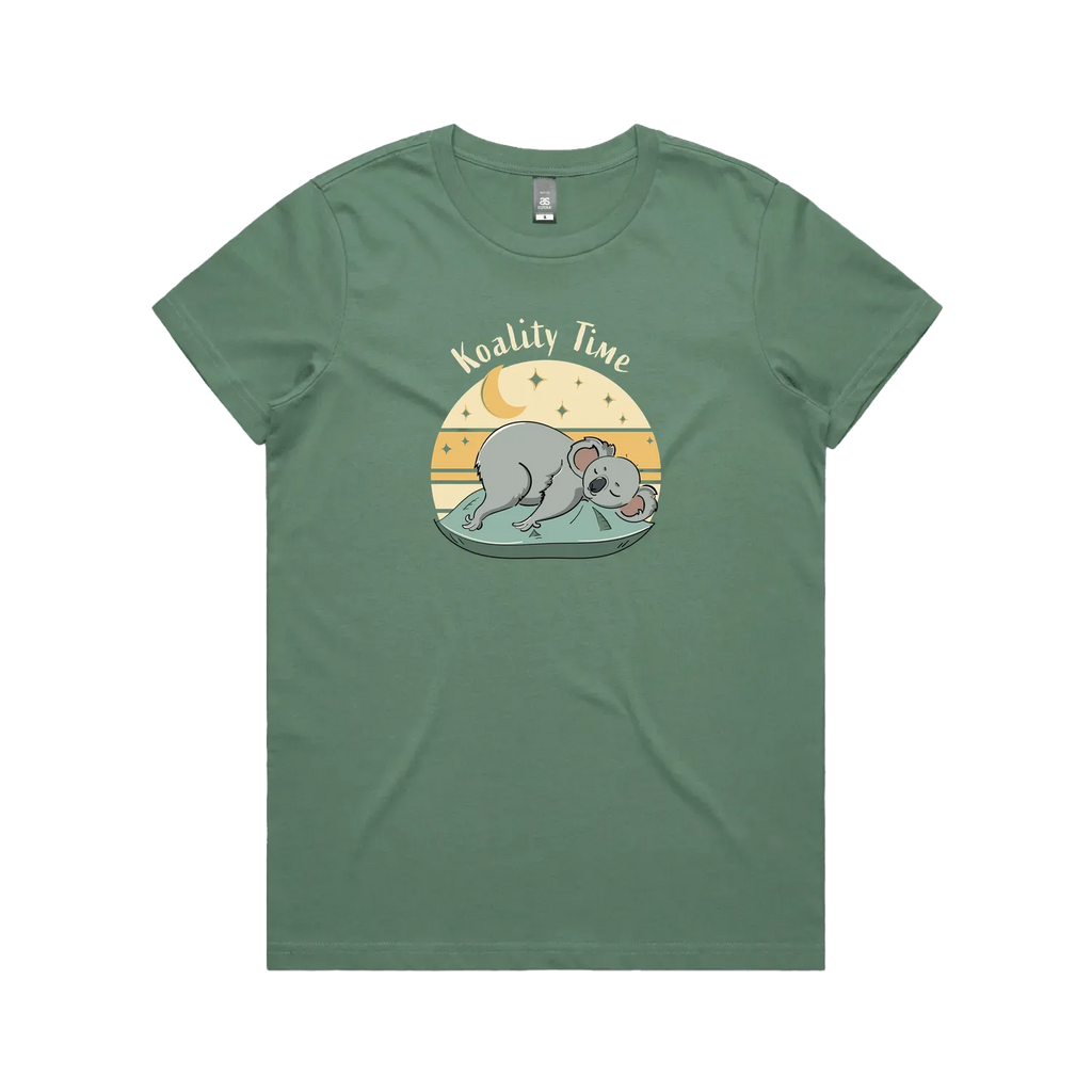 Funny women’s t-shirt with hand-drawn relaxed koala design