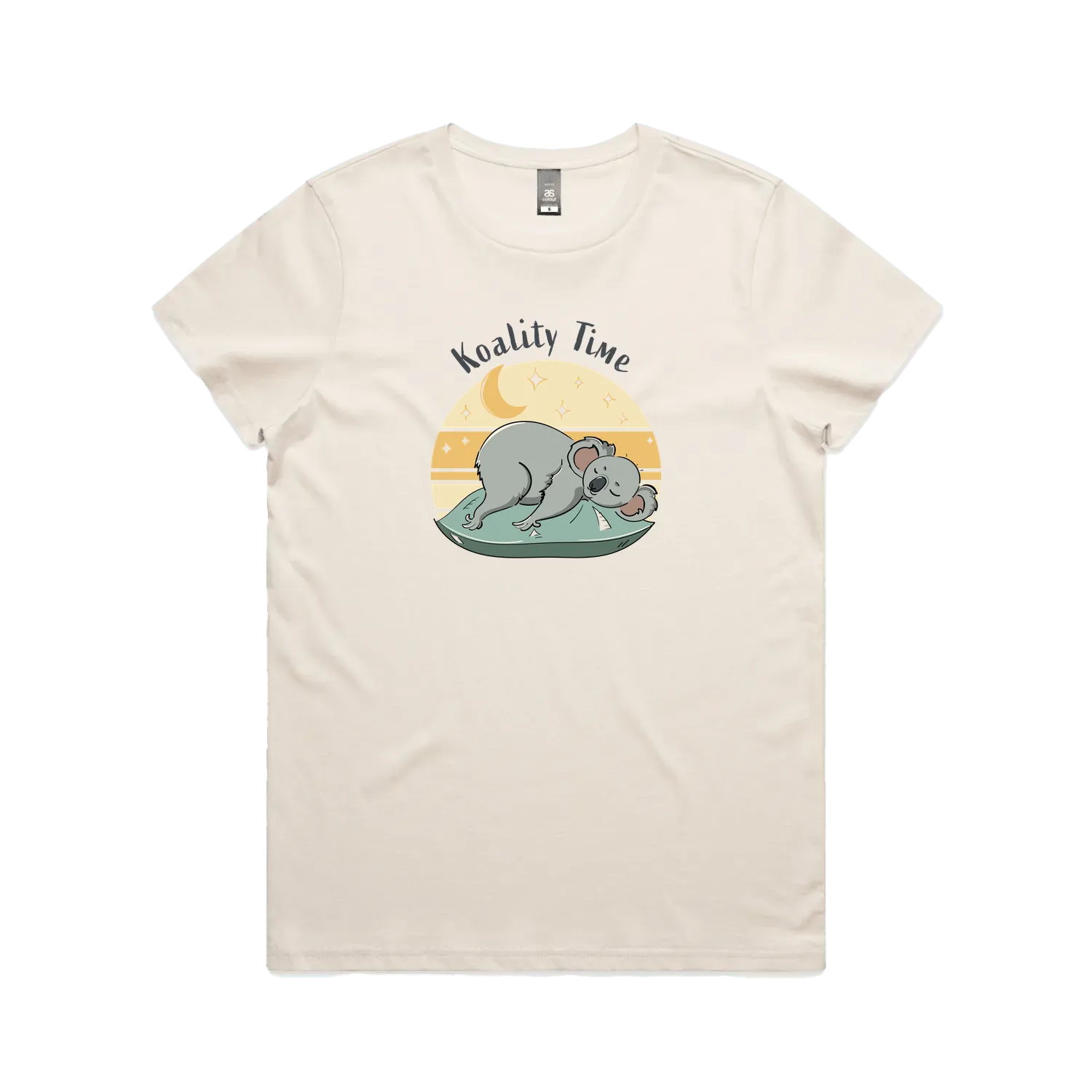 Funny women’s t-shirt with hand-drawn relaxed koala design