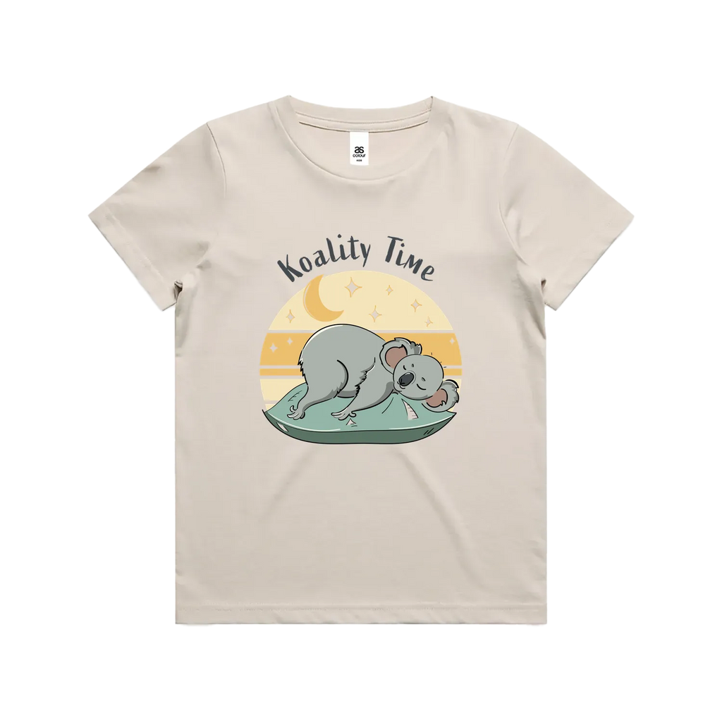 Funny kids t-shirt with hand drawn lazy koala design