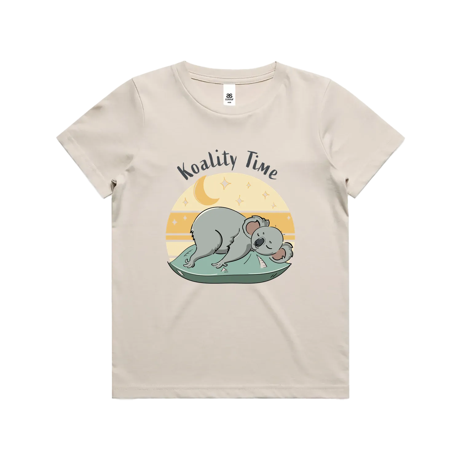 Funny kids t-shirt with hand drawn lazy koala design