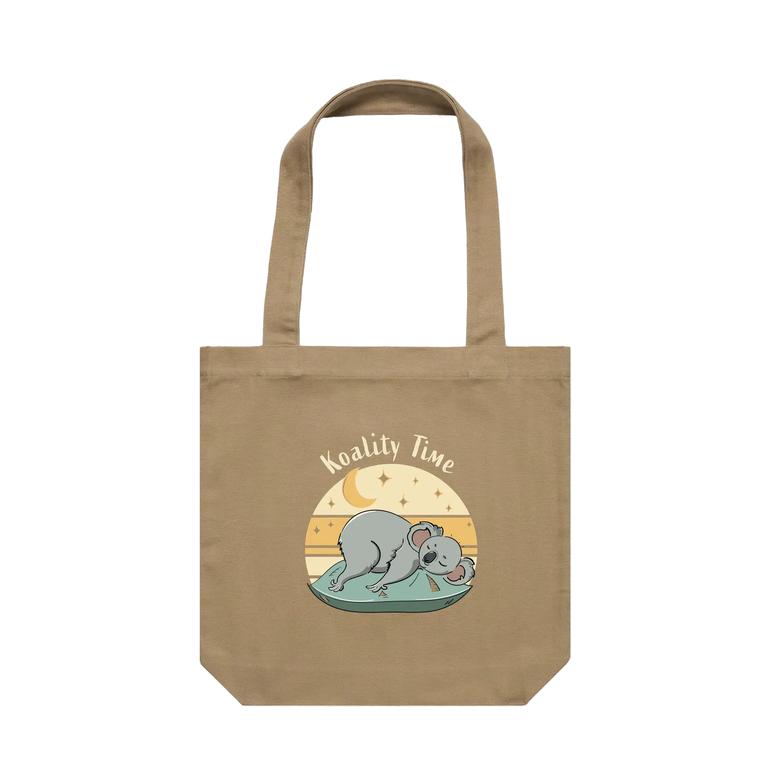 Khaki Koala tote bag with funny hand-drawn Australian animal design