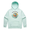 Men’s seafoam shark hoodie featuring a cute, funny hand-drawn shark design, Feeling Fintastic print