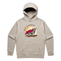 Men’s bone Tasmanian devil hoodie featuring a cute, funny hand-drawn design, Devil In Disguise print