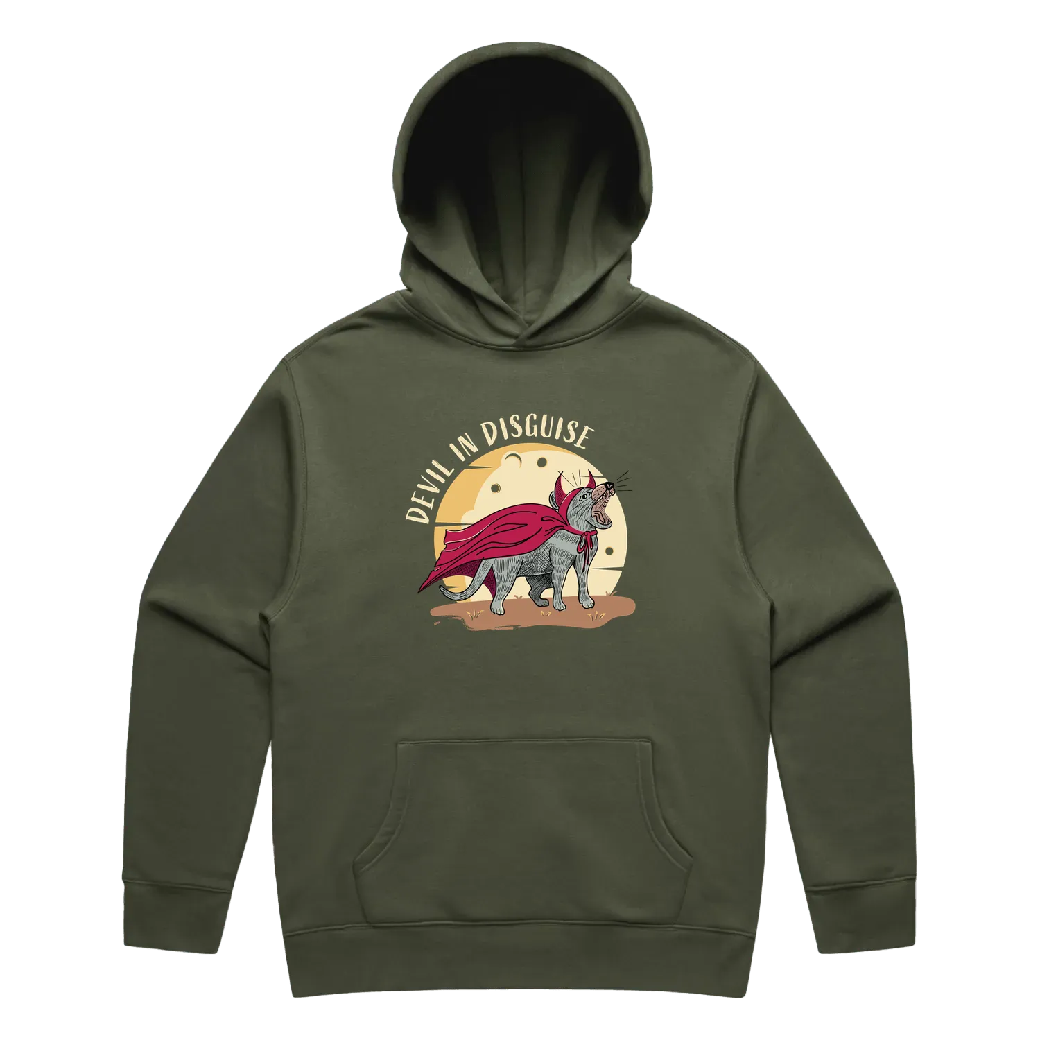 Men’s cypress Tasmanian devil hoodie featuring a cute, funny hand-drawn design, Devil In Disguise print