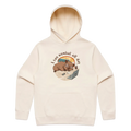 Men’s ecru wombat hoodie featuring a cute, funny hand-drawn wombat design, I Can Wombat All Day print