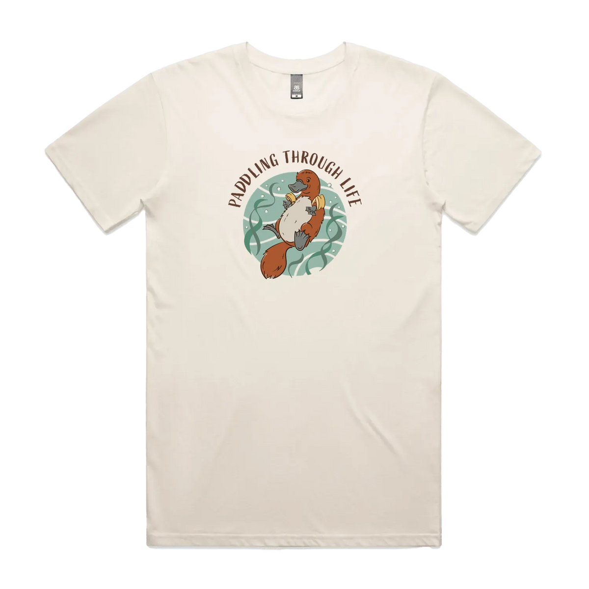 Funny men's ecru t-shirt with hand drawn Platypus design