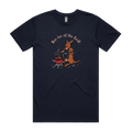 Men's kangaroo t-shirt featuring a kangaroo wearing an apron and cooking at a BBQ with Roo-ler of the Grill slogan