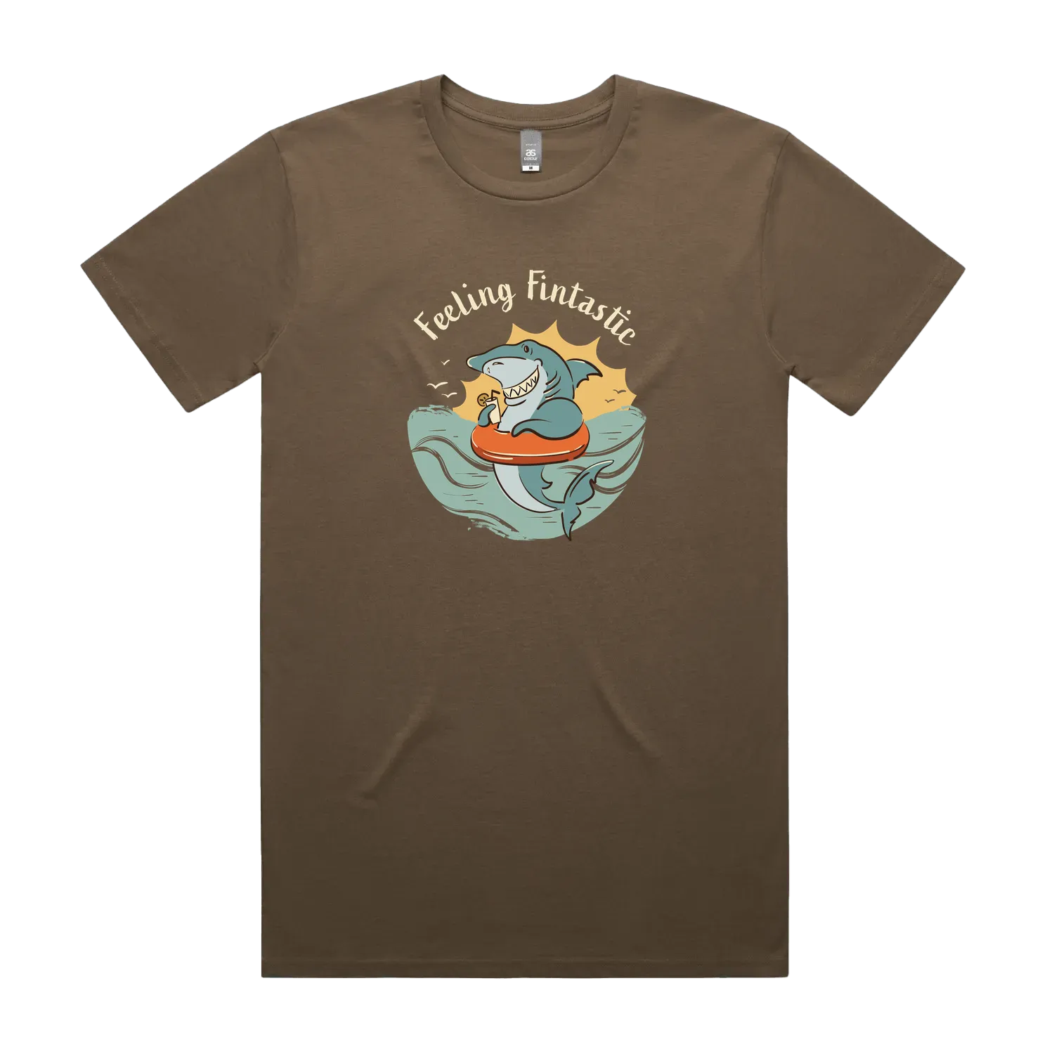 Funny men's t-shirt with hand drawn shark design