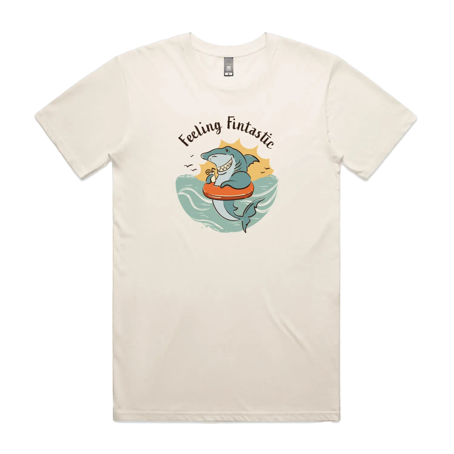 Funny men's t-shirt with hand drawn shark design