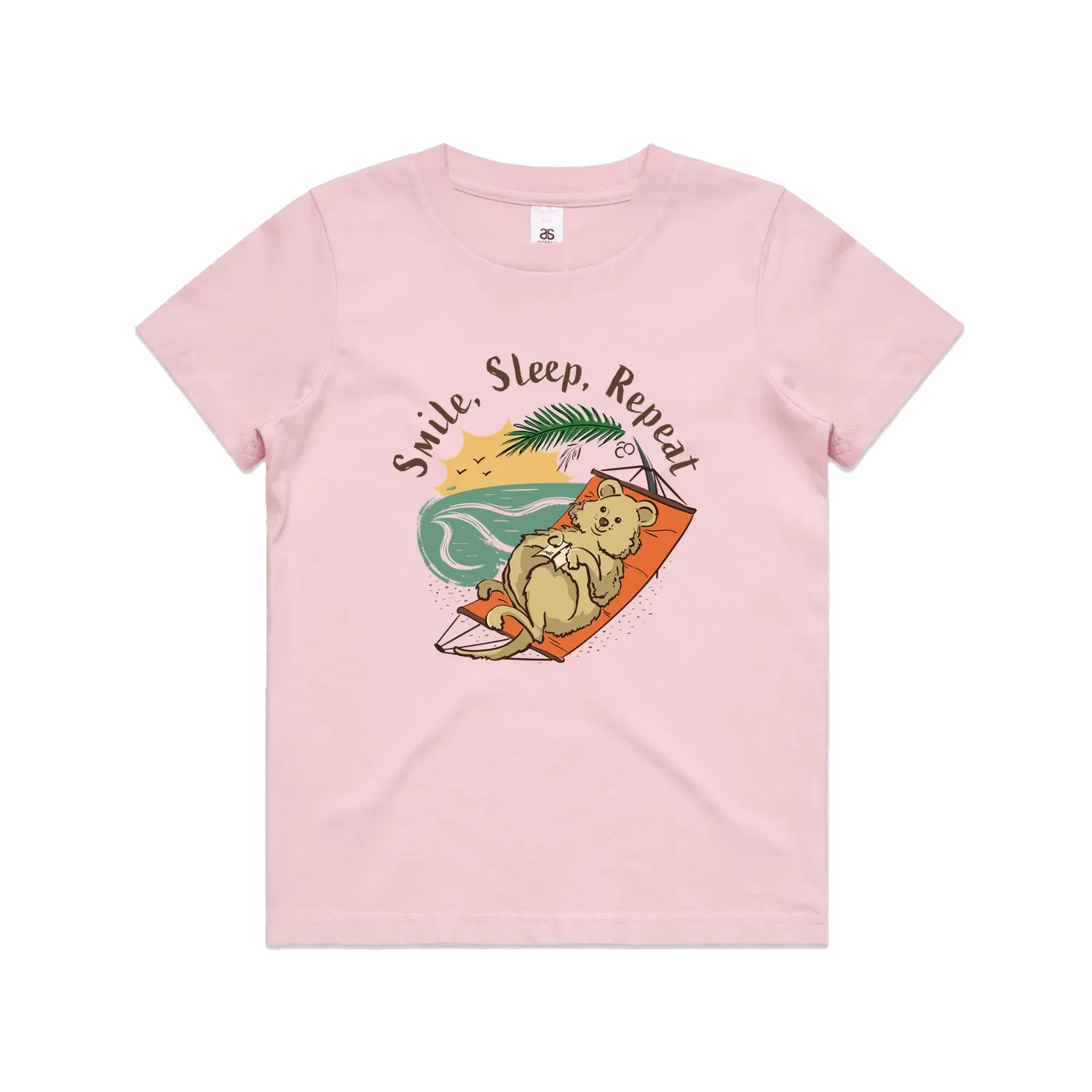 Funny kids t-shirt with hand drawn smiling quokka design