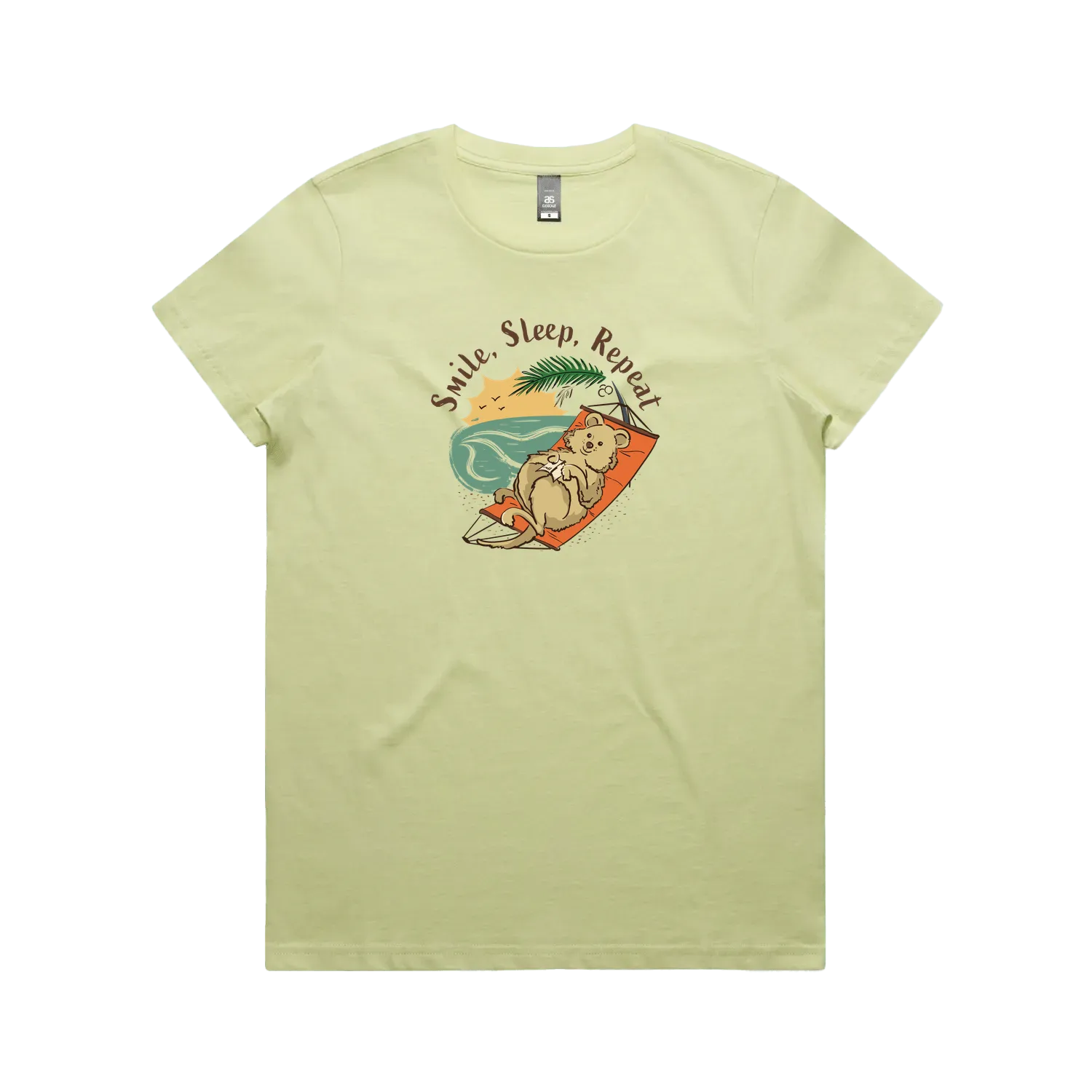 Hand-drawn quokka women’s t-shirt Smile, Sleep, Repeat Australian gift