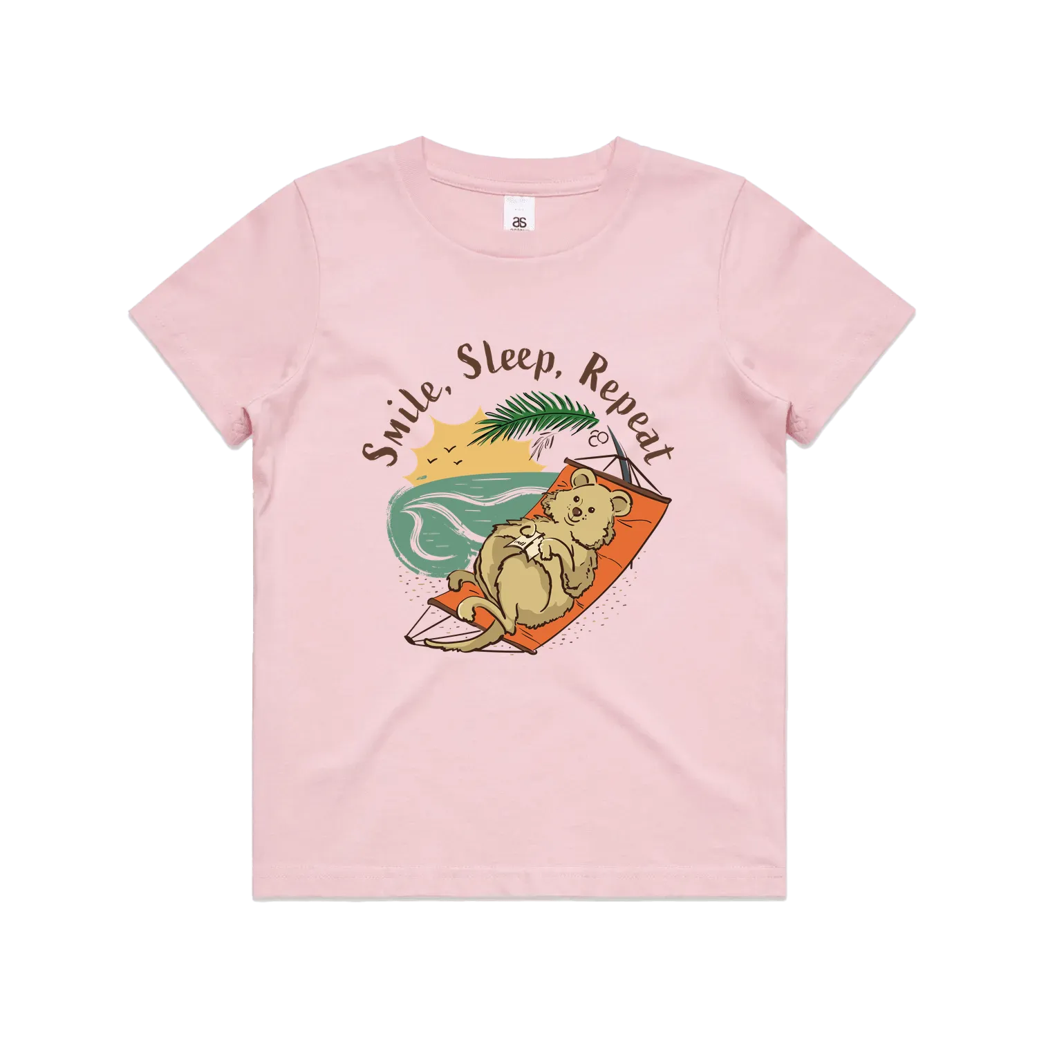 Funny Australian youth t-shirt with hand drawn smiling quokka design