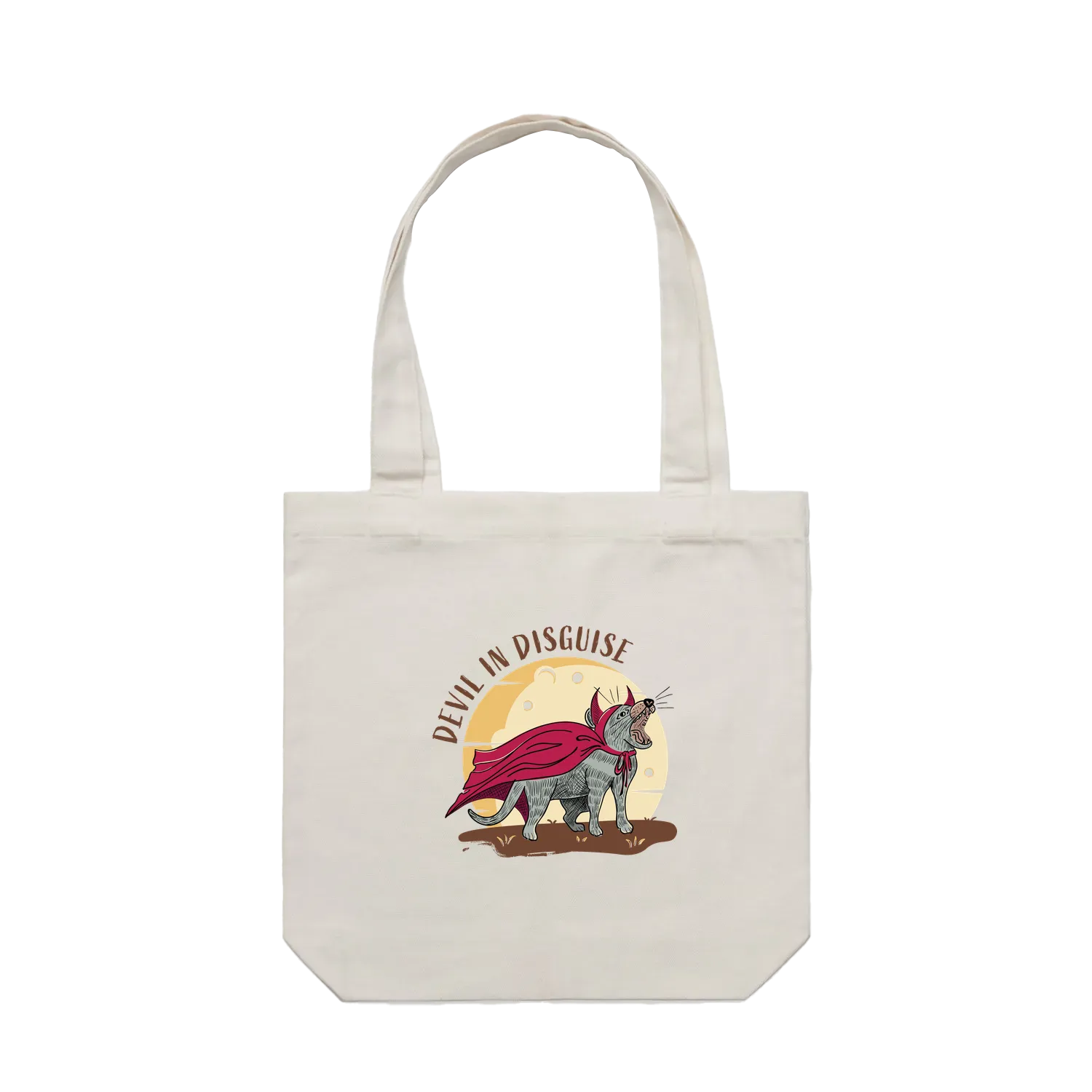 Tasmanian devil tote bag with funny hand-drawn Australian animal design