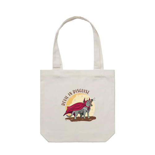 Tasmanian devil tote bag with funny hand-drawn Australian animal design