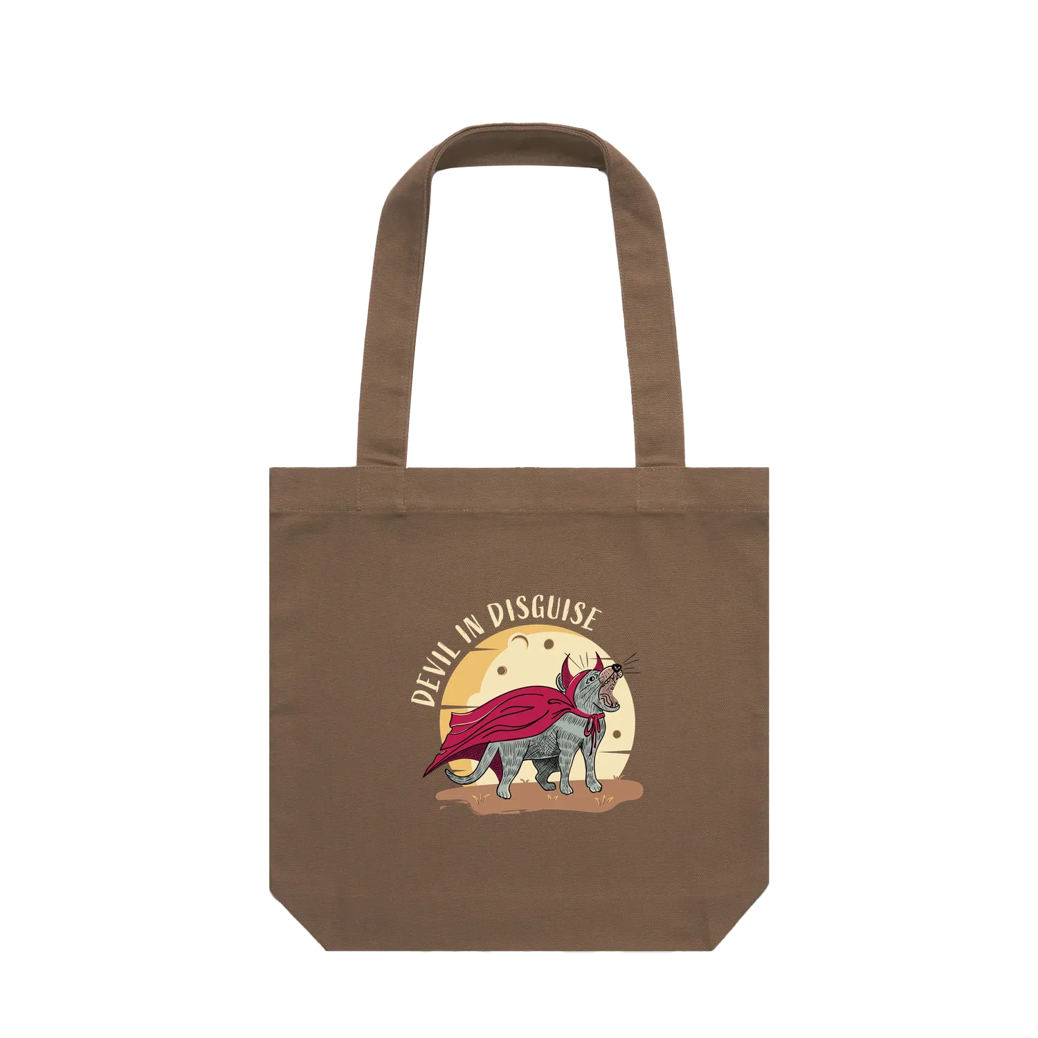 Tasmanian devil tote bag with funny hand-drawn Australian animal design