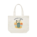 Funny ibis tote bag featuring a hand-drawn Australian bin chicken design on a cotton shoulder bag by Wooby.