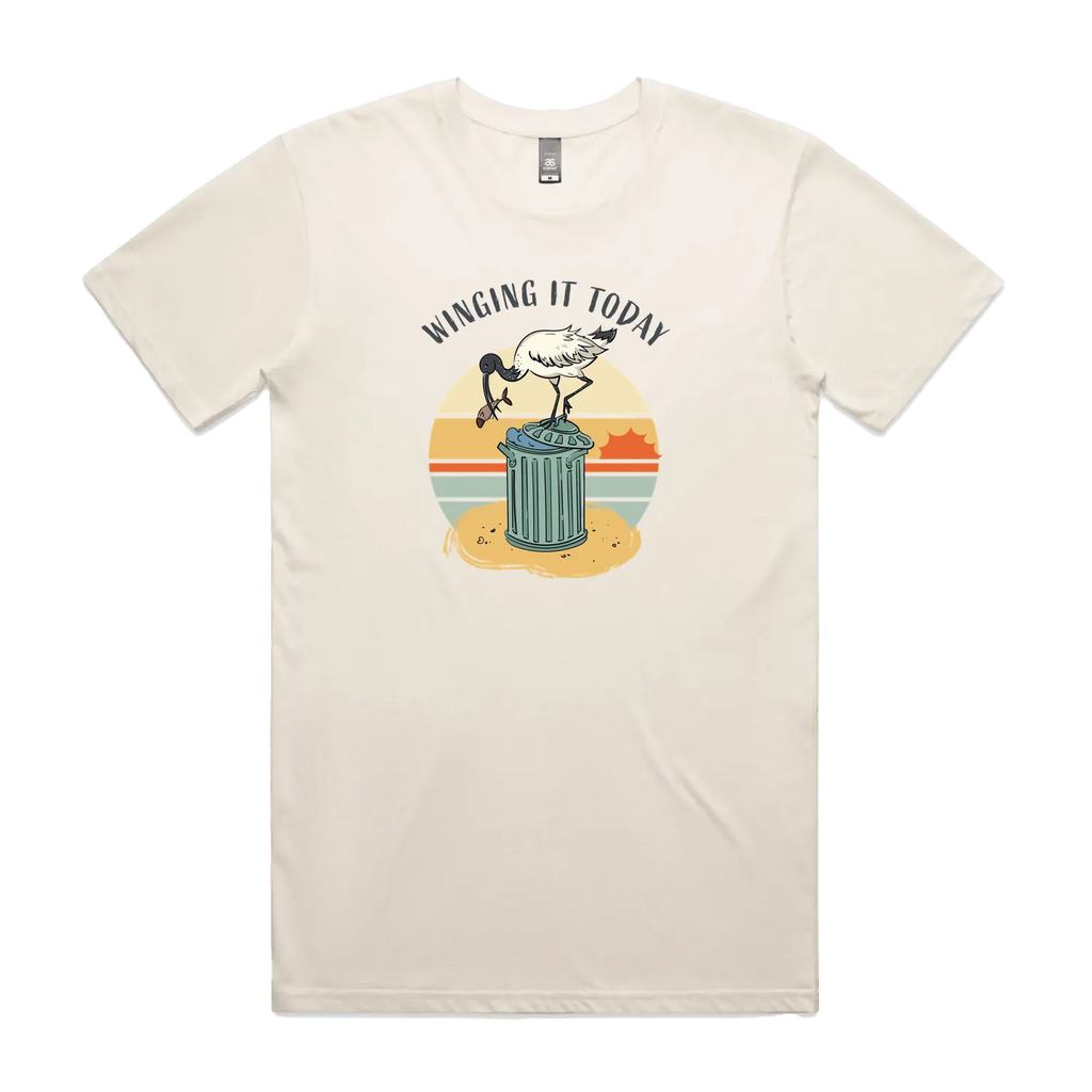 Funny Australian men's t-shirt with hand drawn ibis design