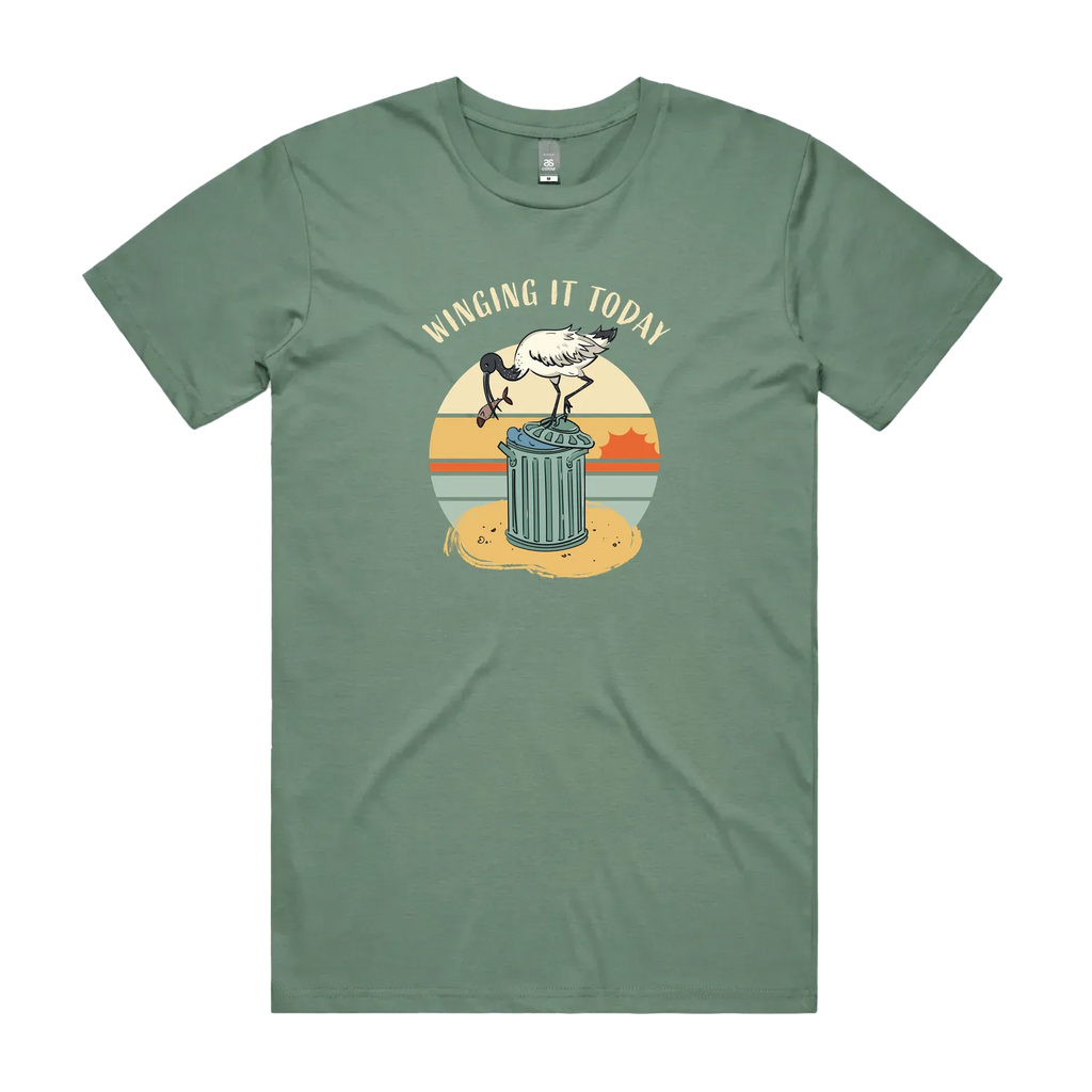 Funny Australian men's t-shirt with hand drawn ibis design