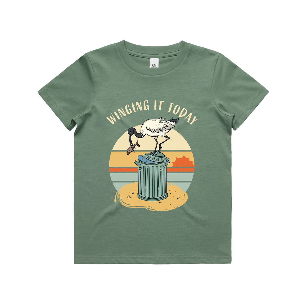 Funny Australian youth t-shirt with hand drawn ibis design