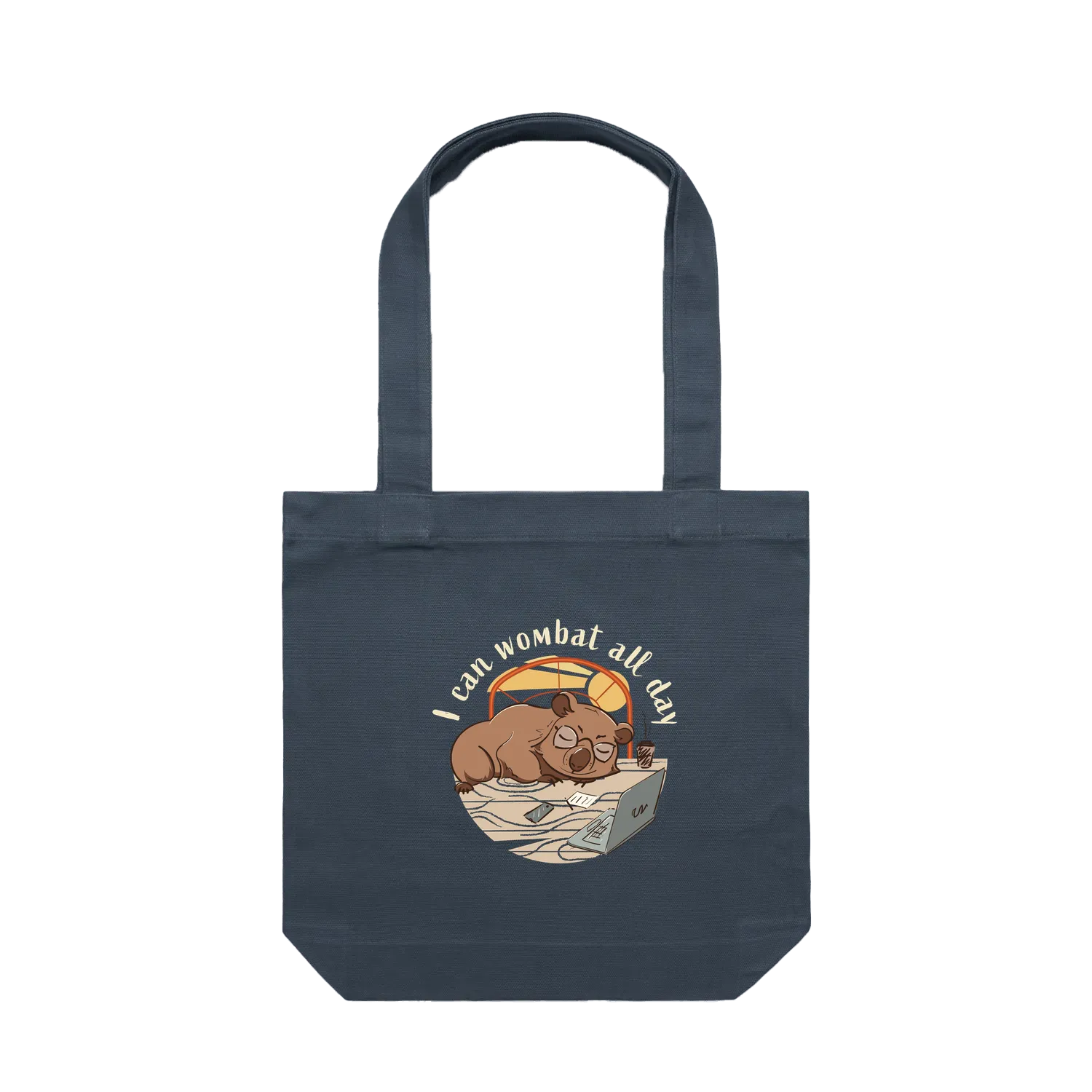 Wombat tote bag with funny hand-drawn Australian animal design