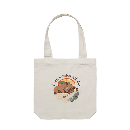 Wombat tote bag with funny hand-drawn Australian animal design