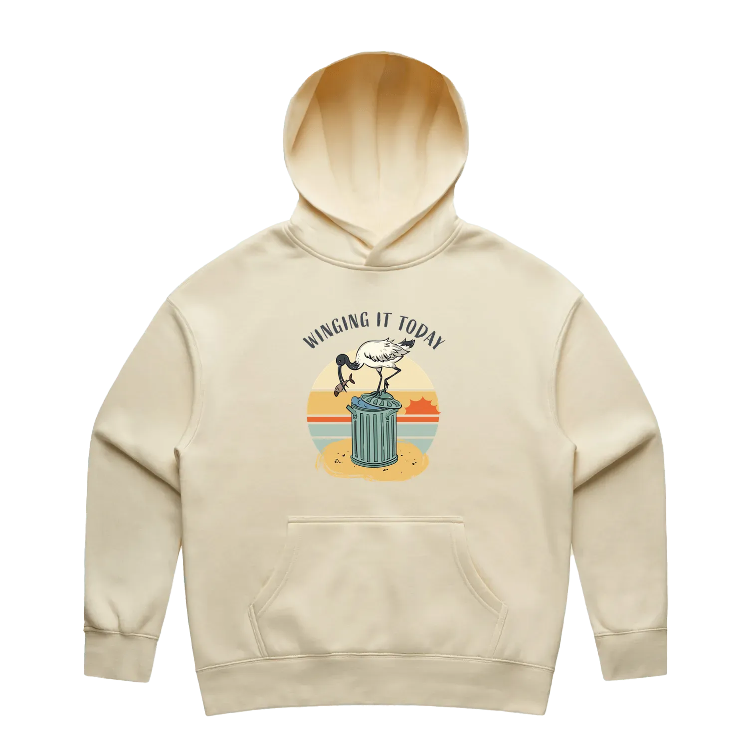 Women’s butter ibis hoodie featuring a cute, funny hand-drawn ibis design, Winging It Today print
