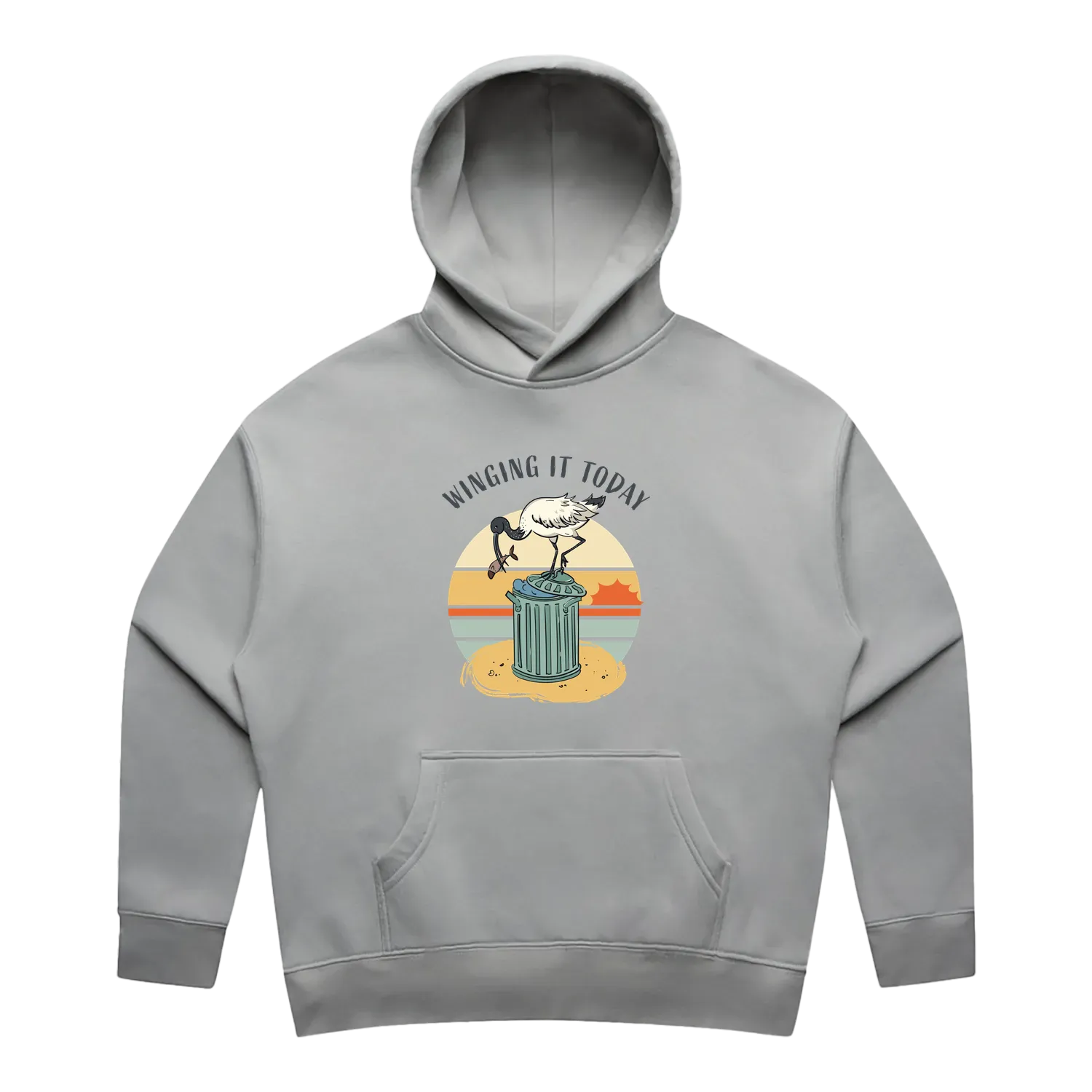 Women’s storm ibis hoodie featuring a cute, funny hand-drawn ibis design, Winging It Today print