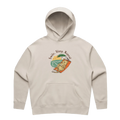 Women’s bone quokka hoodie featuring a cute, funny hand-drawn quokka design, Smile, Sleep, Repeat print