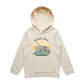 Youth ecru koala hoodie featuring a cute, funny hand-drawn koala design, Koality Time print